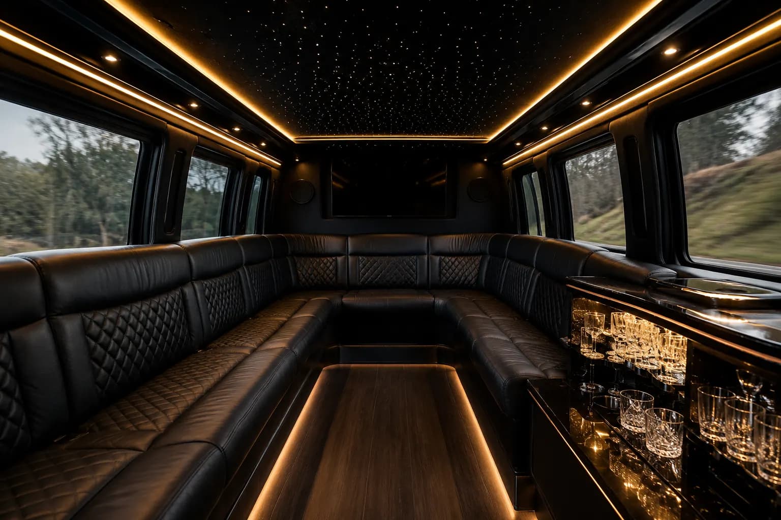 Mercedes Sprinter Limo 12-Pax (Wraparound Seating) interior